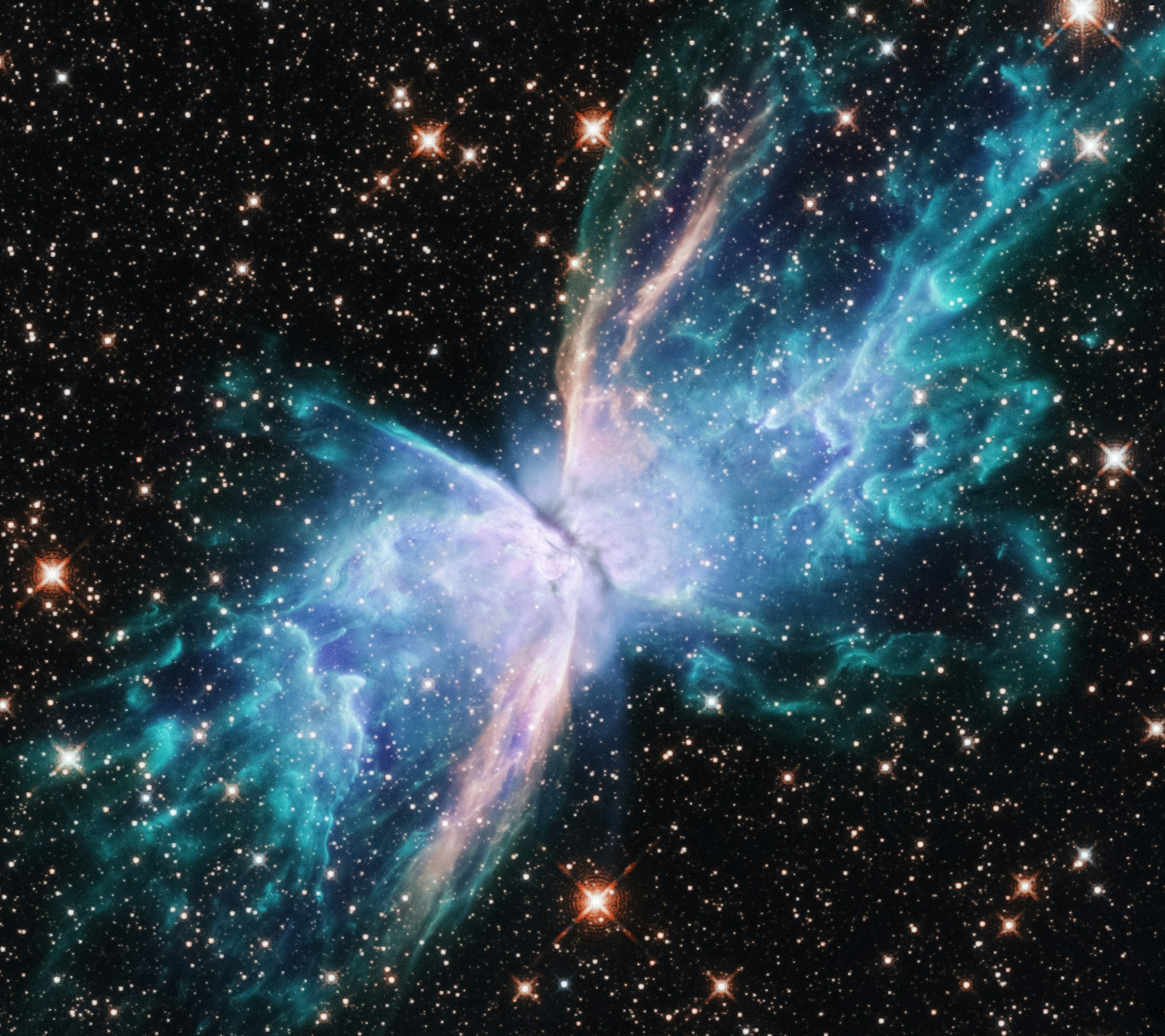 NGC 6302: The "Butterfly Nebula" Caption: Hubble was recently retrained on NGC 6302, known as the "Butterfly Nebula," to observe it across a more complete spectrum of light, from near-ultraviolet to near-infrared, helping researchers better understand the mechanics at work in its technicolor "wings" of gas. Credits: Image - NASA, ESA, Joel Kastner (RIT)
